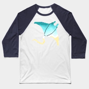 Modern Pixel Sea Manta Ray Baseball T-Shirt